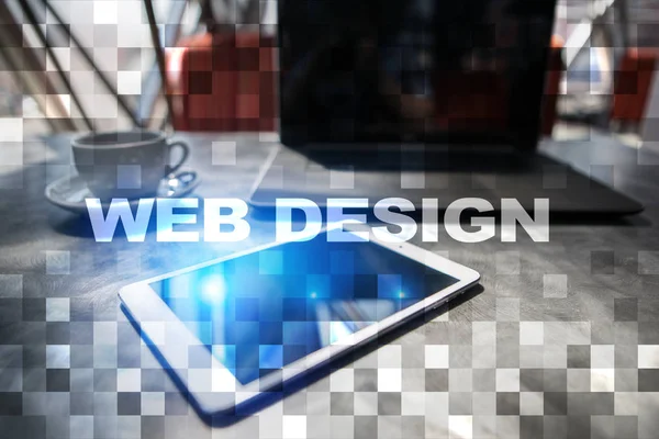 Concept de conception et de développement Web sur écran virtuel . — Photo