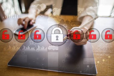 Siber Güvenlik, veri koruma, bilgi güvenliği. Teknoloji iş kavramı