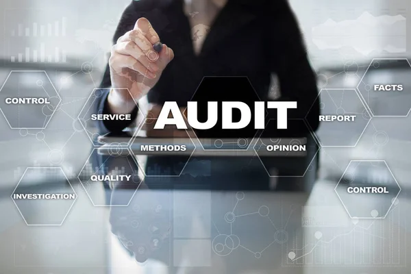 Concepto de negocio de auditoría. Auditor. Cumplimiento. Tecnología de pantalla virtual . — Foto de Stock
