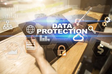Veri koruma, siber güvenlik, bilgi güvenliği. Teknoloji iş kavramı