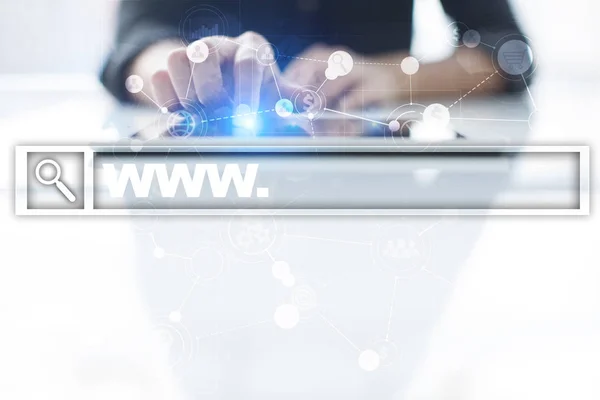 Suchleiste mit www-Text. Webseite, url. digitales Marketing. Internetkonzept. — Stockfoto