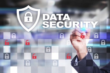 Sanal ekran üzerinde veri koruma ve siber güvenlik kavramı