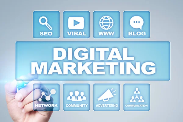 Digitale technologie marketingconcept. Zoekmachineoptimalisatie. SEO. Smm. — Stockfoto