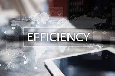 Verimlilik büyüme kavramı. İş ve teknoloji. Sanal ekran.