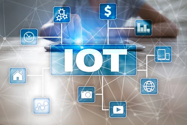 IOT. Internet of Thing concept. Multichannel online communication network.