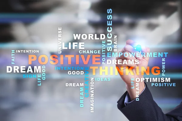 Позитивное мышление Жизнь меняется. Бизнес-концепция. Облако слов . — стоковое фото