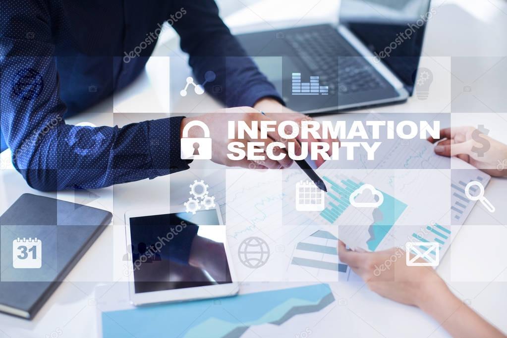 Information security and data protection concept on the virtual screen