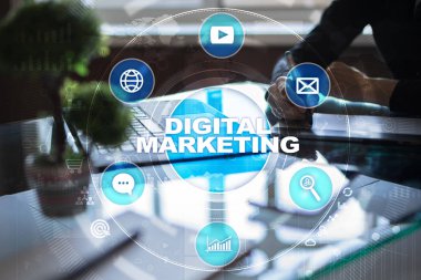 Dijital Pazarlama teknoloji kavramı. Internet. Online. SEO. SMM. reklam.