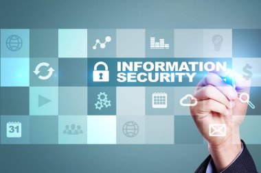 Sanal ekrandaki bilgi güvenlik ve veri koruma kavramı