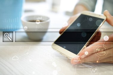 Boş arama çubuğu. Web sitesi Url. İş, internet ve teknoloji kavramı.