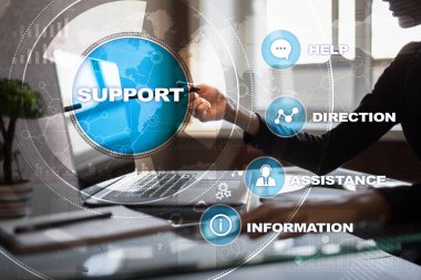 Teknik destek. Müşteri yardım. İş ve teknoloji kavramı.