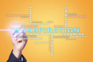 Sanal ekran üzerinde ilham kelimeler bulut