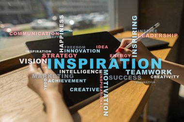 Sanal ekran üzerinde ilham kelimeler bulut