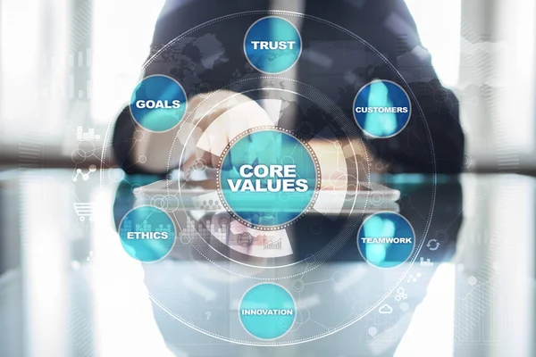 Core values business and technology concept on the virtual screen — Stock Photo, Image