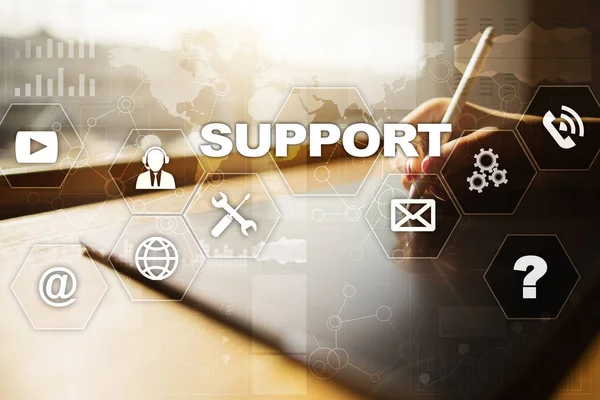 Teknisk support. Kunden hjälp. Affärer och teknik koncept. — Stockfoto