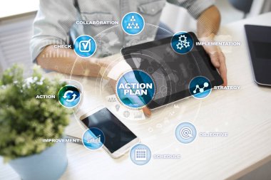 Sanal ekran eylem planı. Planlama kavramı. İş stratejisi.