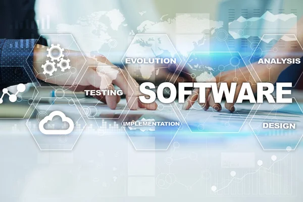 Software development. Data Digital Programs System Technology Concept.