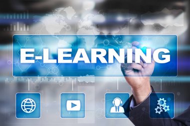 E-öğrenme sanal ekran üzerinde. Internet eğitim kavramı