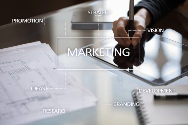 Concepto de negocio de marketing en la pantalla virtual — Foto de Stock
