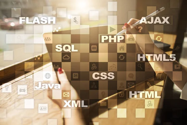 Webbutveckling. Programmering. Internet och teknik koncept. — Stockfoto