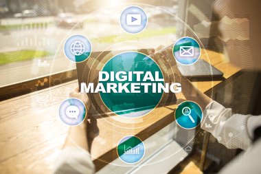 Dijital Pazarlama teknoloji kavramı. Internet. Online. SEO. SMM. reklam.