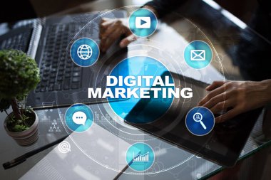 Dijital Pazarlama teknoloji kavramı. Internet. Online. SEO. SMM. reklam.