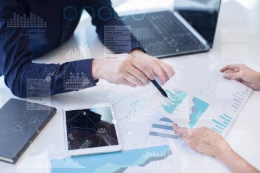 İş, internet ve teknoloji kavramı. Sanal ekran arka planı.