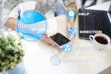 Teknik destek. Müşteri yardım. İş ve teknoloji kavramı.