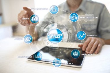 Sanal ekran eylem planı. Planlama kavramı. İş stratejisi.
