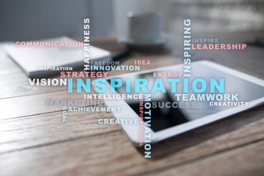 Sanal ekran üzerinde ilham kelimeler bulut