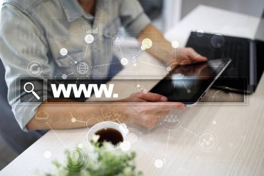Www metin arama çubuk. Web sitesi Url. Dijital pazarlama. teknoloji kavramı.