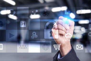 Sanal ekran üzerinde veri koruma ve siber güvenlik kavramı