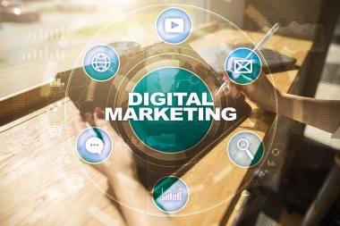 Dijital Pazarlama teknoloji kavramı. Internet. Online. SEO. SMM. reklam.