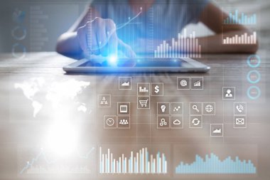 İş kavramı arka plan. Sanal ekran metin için boş yer ile. Internet ve teknoloji