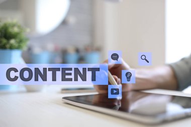 Sanal ekran içerik metni. İş kavramı, teknoloji ve internet