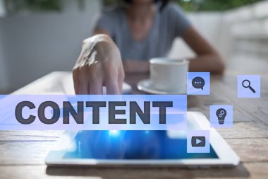 Sanal ekran içerik metni. İş kavramı, teknoloji ve internet