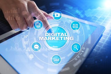 Dijital Pazarlama teknoloji kavramı. Internet. Online. Arama Motoru Optimizasyonu. SEO. SMM. reklam.