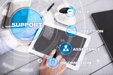 Teknik destek. Müşteri yardım. İş ve teknoloji kavramı.