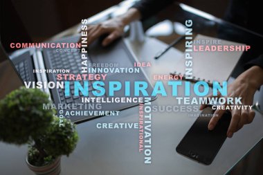 Sanal ekran üzerinde ilham kelimeler bulut