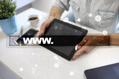 Www metin arama çubuk. Web sitesi Url. Dijital pazarlama. İş, internet ve teknoloji kavramı.