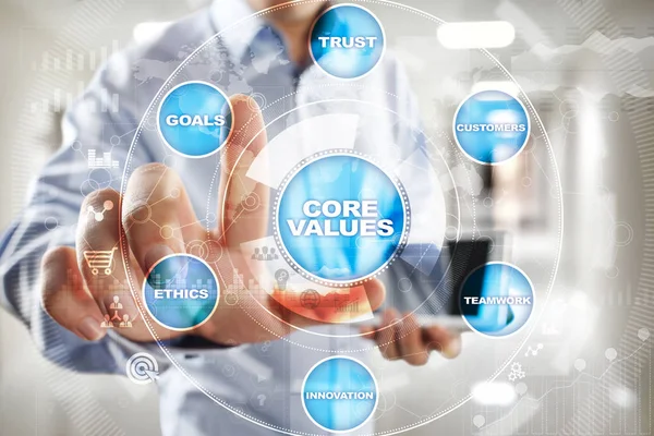 Core values business and technology concept on the virtual screen — Stock Photo, Image