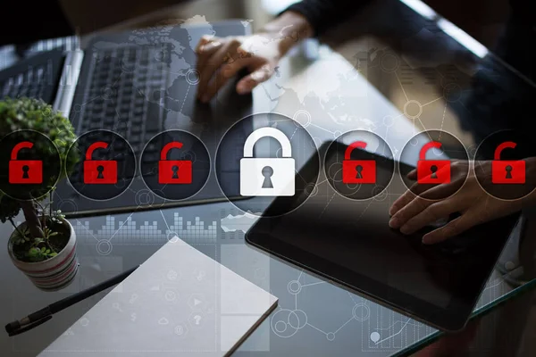 Siber Güvenlik, veri koruma, bilgi güvenliği ve şifreleme. İnternet Teknoloji ve iş kavramı.