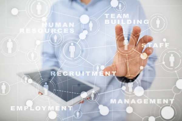 Human resource management, HR, recruitment, leadership and teambuilding. Business and technology concept. — Stock Photo, Image