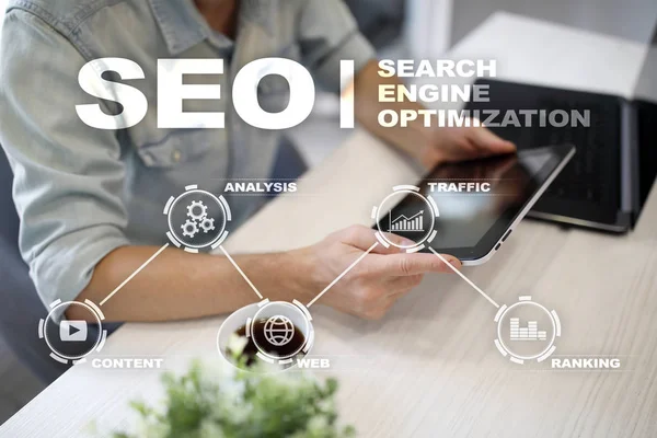 SEO. Arama Motoru Optimizasyonu. Dijital online pazarlama teknoloji kavramı — Stok fotoğraf