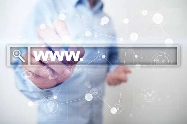 Sökfältet med www text. Webbplats Url. Digital marknadsföring. Business, internet och teknik koncept. — Stockfoto