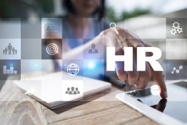 İnsan kaynakları yönetimi, insan kaynakları, işe alım, liderlik ve ekip oluşturma. İş ve teknoloji kavramı.