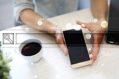 Boş arama çubuğu. Web sitesi Url. İş, internet ve teknoloji kavramı.