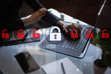 Siber Güvenlik, veri koruma, bilgi güvenliği ve şifreleme. İnternet Teknoloji ve iş kavramı.