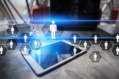 İnsan kaynakları yönetimi, insan kaynakları, işe alım, liderlik ve ekip oluşturma. İş ve teknoloji kavramı.