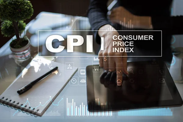 Cpi. Verbraucherpreisindex-Konzept auf virtuellem Bildschirm. — Stockfoto